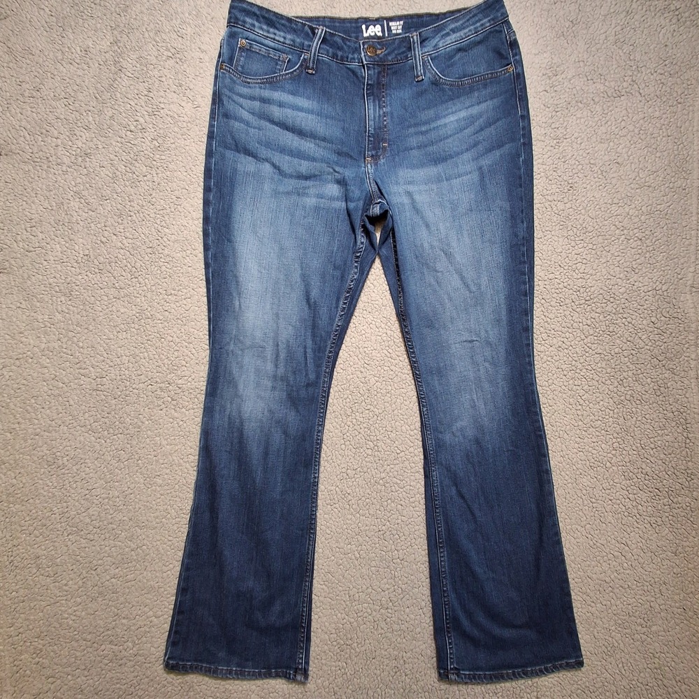 Lee Bootcut Jeans Womens 16M (actual 35x31) Blue Regular Fit Mid Rise